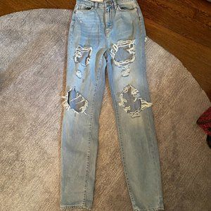 BDG high waisted distressed light wash jeans